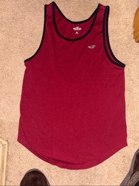 Hollister Men's Deep Red Tank with Black Trim